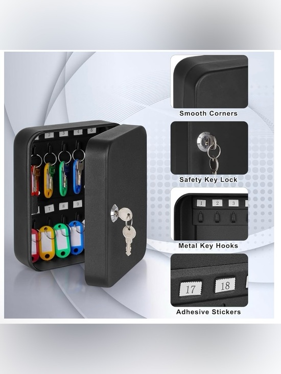 KYODOLED Other - Key Safe Lock Box with Hooks and Number Labels - Black